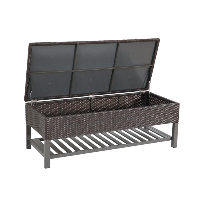 Regent - Storage Bench With Metal Rack - Brown Multi