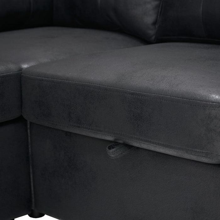 Convertible Sectional Sofa Bed With Pull Out Sleeper And Storage