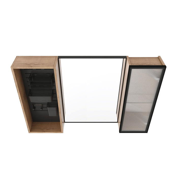 41.6" Wall Mounted Bathroom Cabinet With Adjustable Shelves Storage Cabinet - Imitative Oak