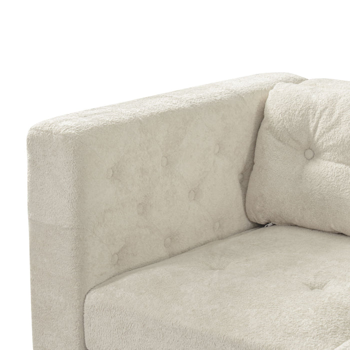 3 Seater Sofa With Square Arms, Tufted Pillow Back For Living Room