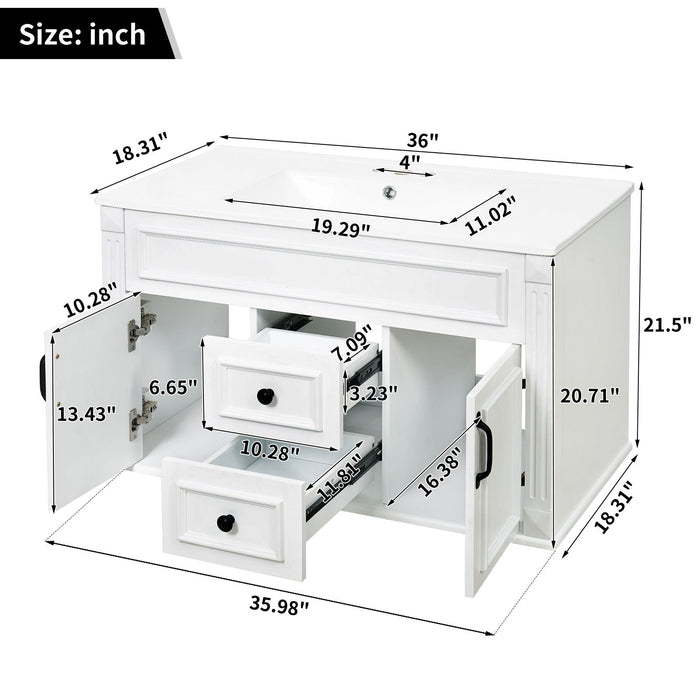 French Simple Style Wall Mounted Bathroom Cabinet With Sink