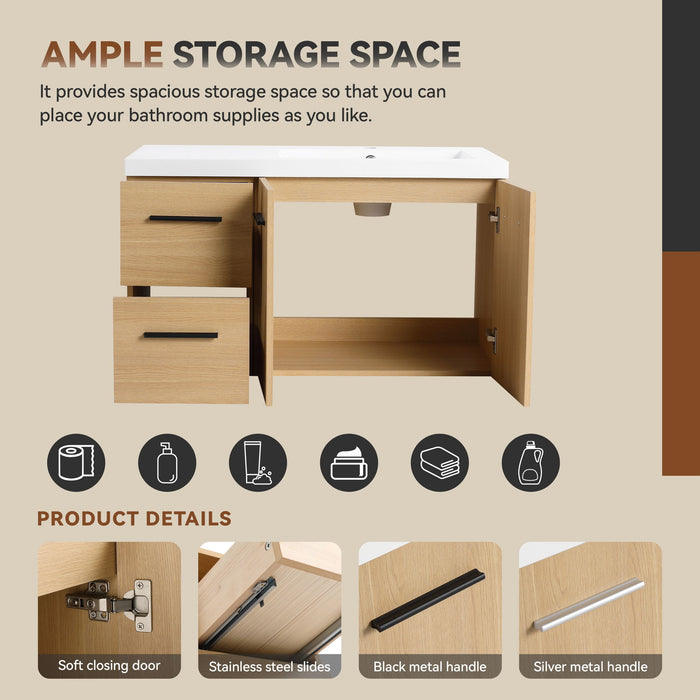 Wall Mounted Floating Bathroom Vanity With Sink, Door & Drawers Modular Cabinet