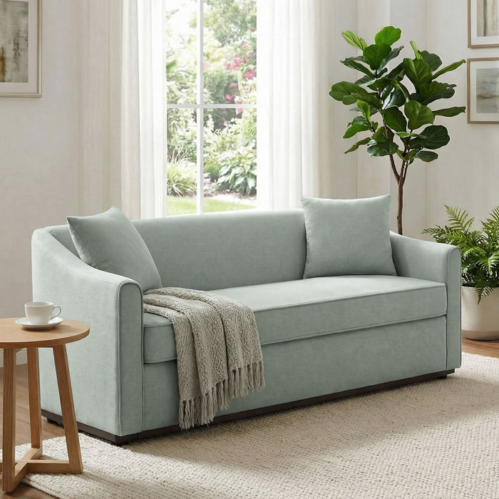 3 Seater Sofa With Wrap Around Armrests And Throw Pillows