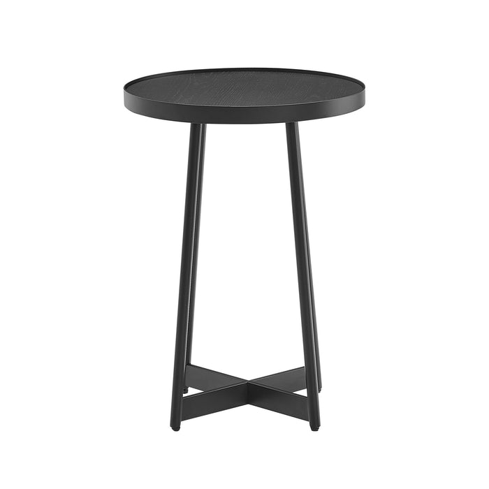 Ranlo - Round Accent Table With Geometric Legs - Black