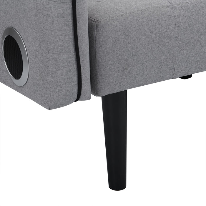 Modern Folding Ottoman Sofa Bed With Stereo System - Gray