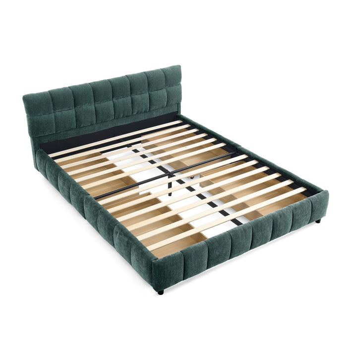 Modern Platform Bed Frame With Thick Chenille Fabric