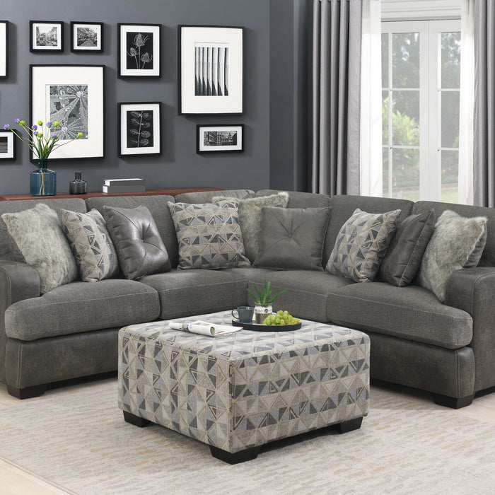 Berlin - 3 Piece Sectional Fabric - Gray & Sanded