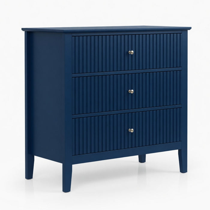 Fluted 3 Drawer Nightstand With Soft Close Slides