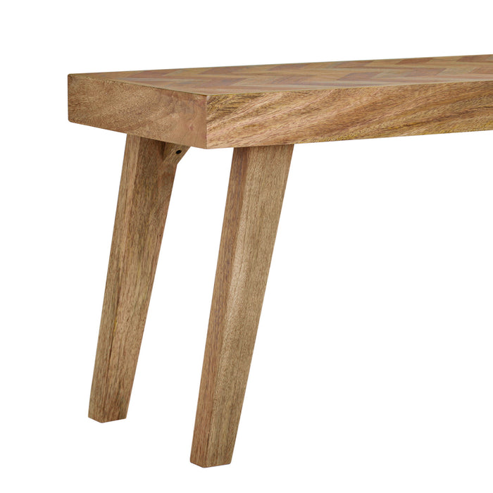 Artisan - Handcrafted Mango Wood Bench Rustic Boho Style - Natural