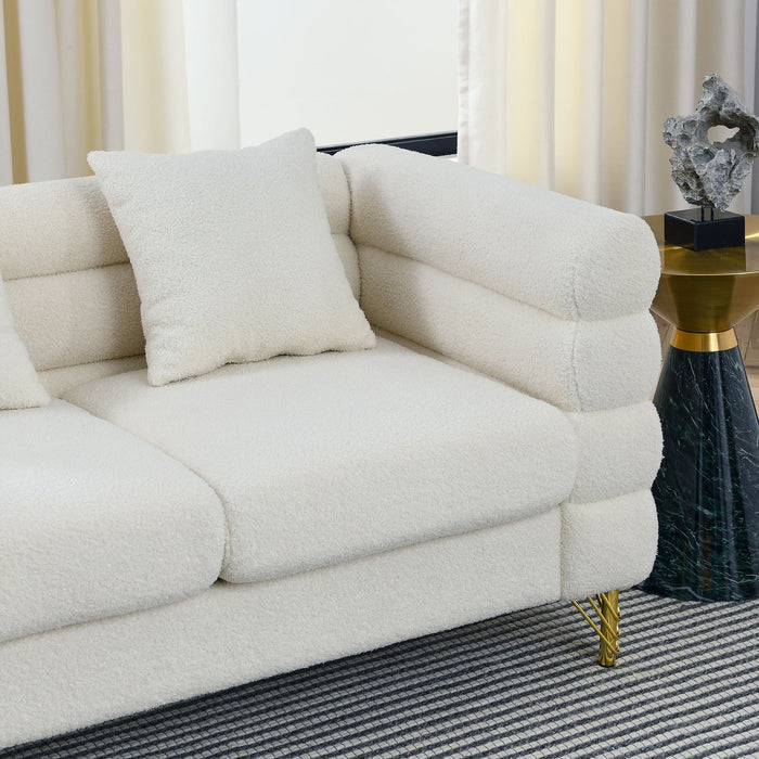 Oversized 2 Seater Sectional Sofa With Deep Seating And 2 Pillows