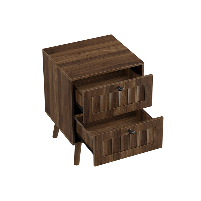 Double Drawer Bedside Table (Set of 2) - Walnut