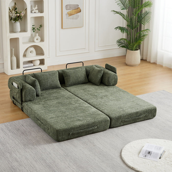 Convertible Sleeper Sofa Bed With Cylindrical Pillow