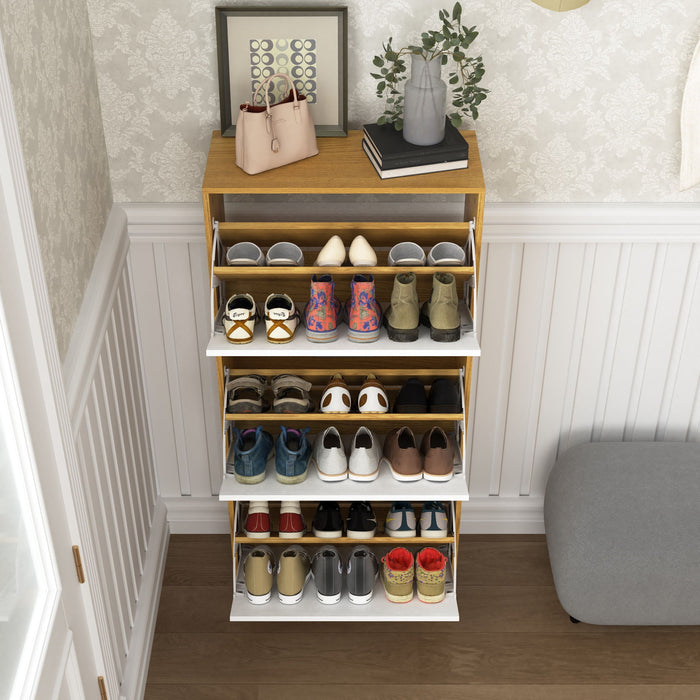 Modern Freestanding Shoe Storage Cabinet With 3 Flip Drawers