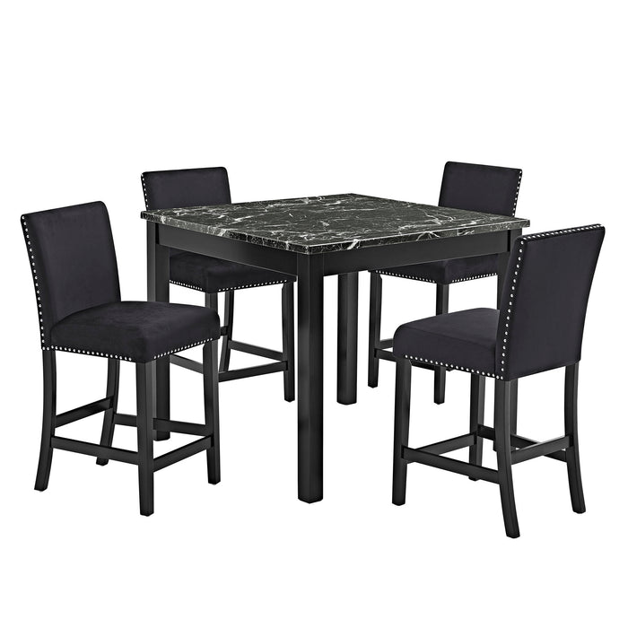 5 Piece Counter Height Dining Set With Table And Upholstered Chairs