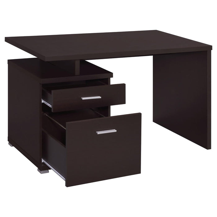 2 Drawer Reversible Office Desk With Modular Design - Brown