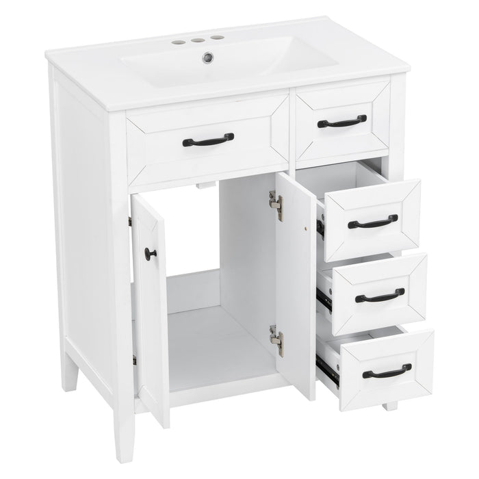 Bathroom Vanity With Sink, Freestanding Design, Soft Close Doors & Drawers - White