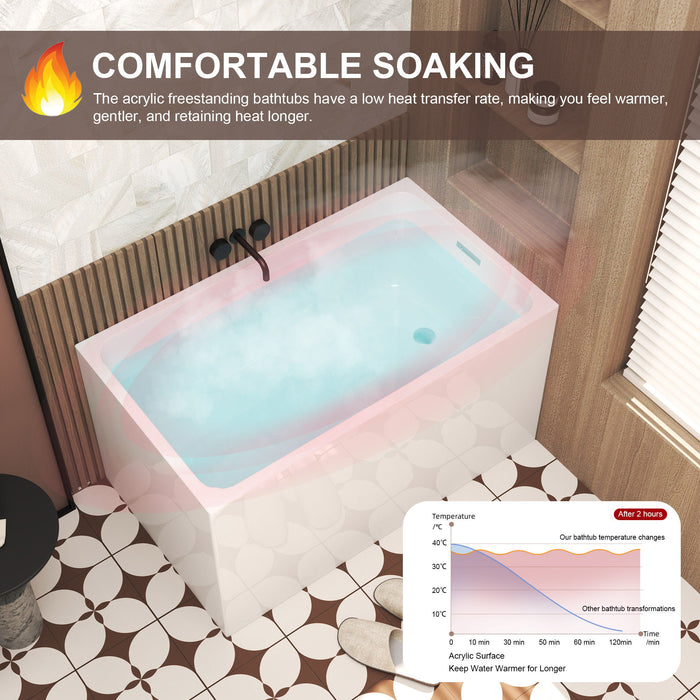Freestanding Bathtub With Drain, Rectangular Shape
