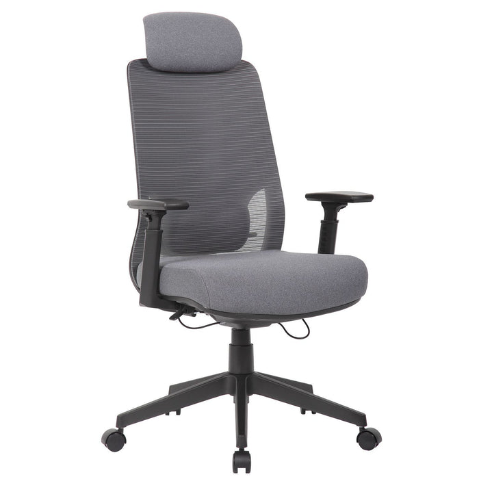 High Back Breathable Ergonomic Office Chair With Adjustable Headrest & 5D Armrest, Height Adjustable Swivel - Antique Gray