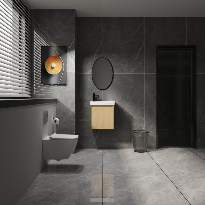 Modern Bathroom Vanity With Ceramic Basin, Wall Mounted Floating Sink Combo, Storage Cabinet