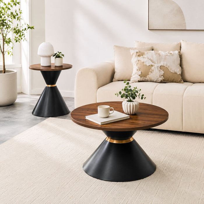 2 Piece Round Coffee Table Set For Living Room