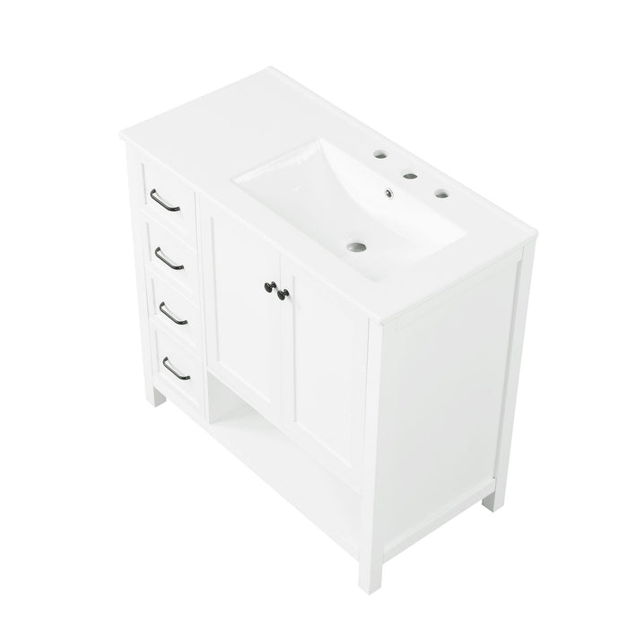 Bathroom Vanity With Sink Top, Bathroom Vanity Cabinet With 2 Doors And 2 Drawers, Open Shelf