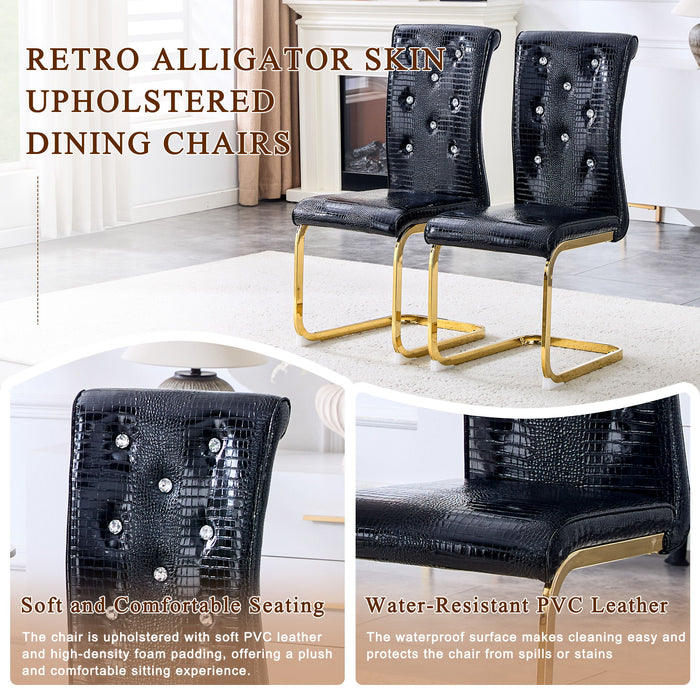 Elegant Design Alligator Skin Upholstered Dining Chairs