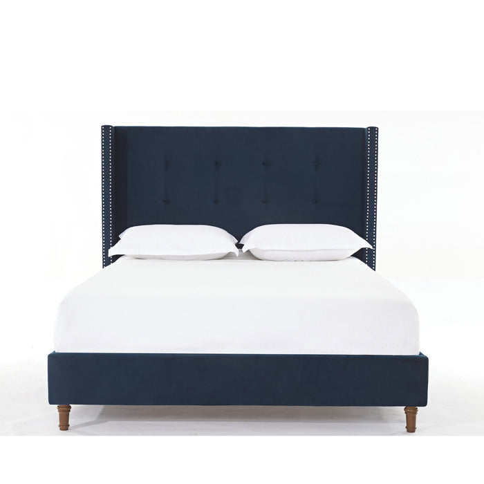 Peyton - Upholstered Bed With 54" High Headboard, Traditional Hand Buttoned Tufting