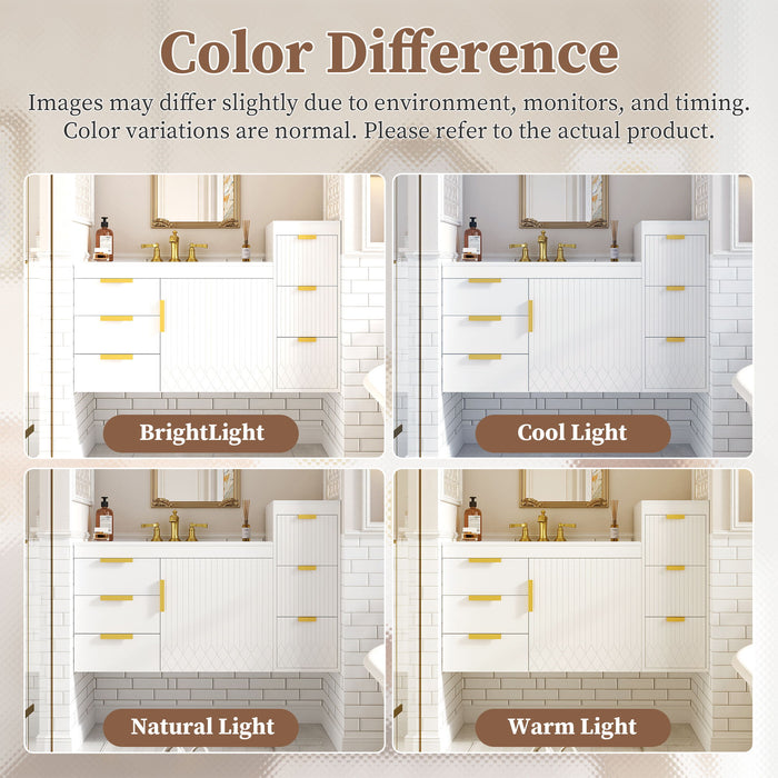 Wall Mounted Bathroom Cabinet With Side Cabinet Combo With Soft-Closing Doors And Drawers, Ceramic Sink