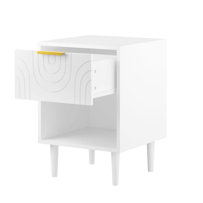 Nightstand With 1 Drawer And Open Shelf - White