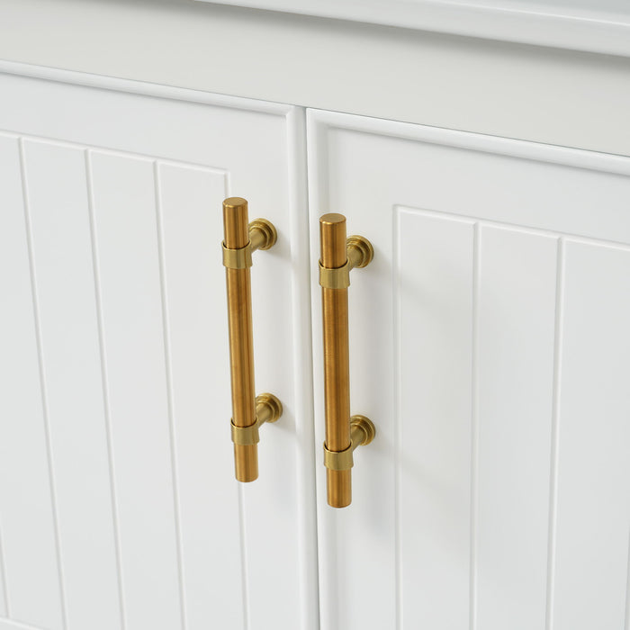 Elegant Bathroom Vanity With Ceramic Sink And Versatile Storage