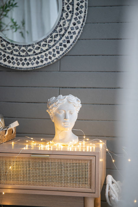 Greek Style Cement Head Planter Indoor Outdoor Home Garden Decor - Gray