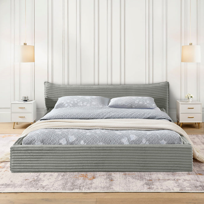 Modern Upholstered Bed Frame With Curved Headboard