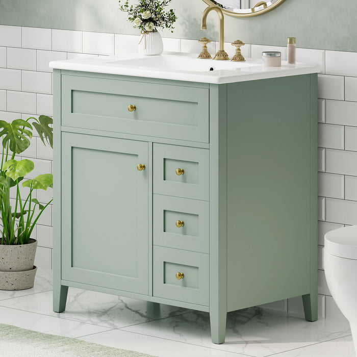 Bathroom Vanity With Sink, 3 Drawers And Adjustable Shelf