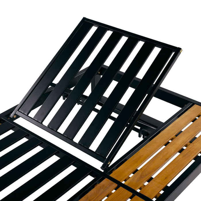 Chaise Lounge Set, 5 Position Adjustable, Flat Side Surface Storage
