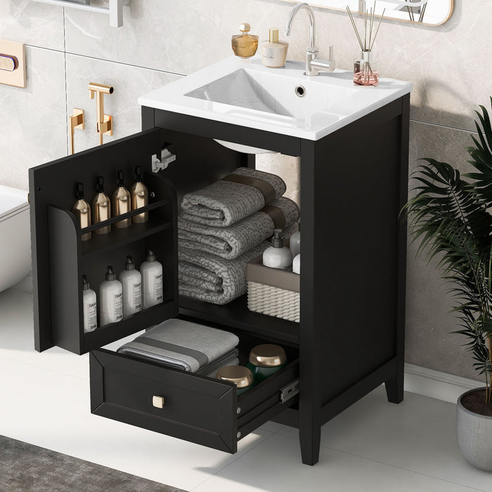 Bathroom Vanity With Sink, Soft Closing Cabinet Door, Storage Rack And Drawer