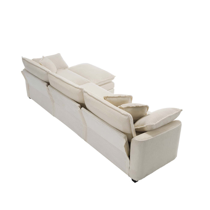 Modern Oversized Modular Cushion Sofa With Ottoman, Low Back, Deep Seating Sofa Set