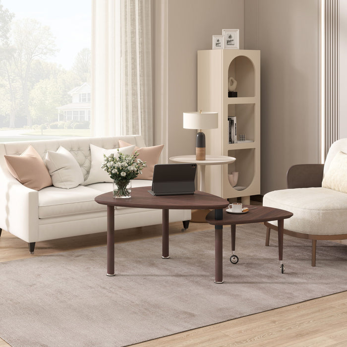 360 Degree Rotatable Coffee Table With Solid Legs