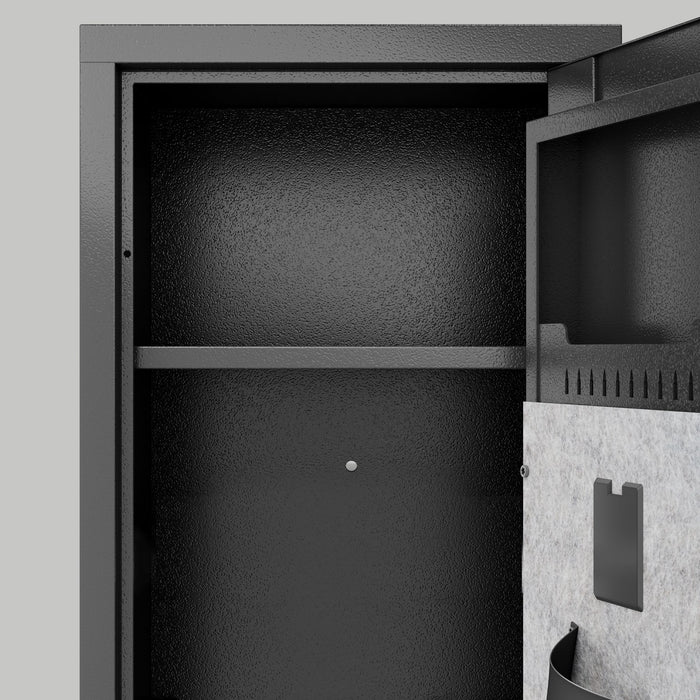 Rifle Safe, Biometric & Keypad Lock, Adjustable Gun Racks With Built In Alarm System