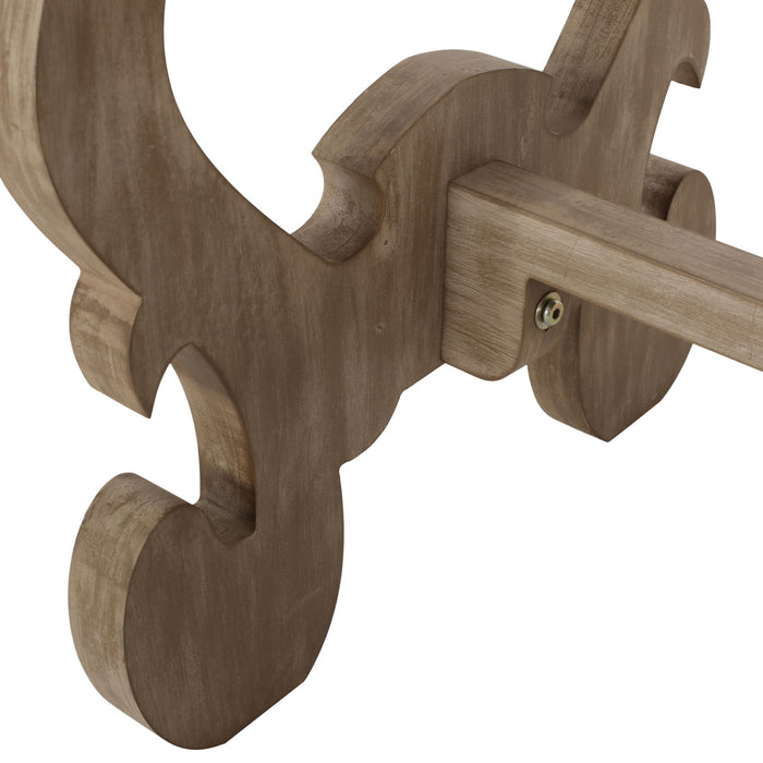 French Country Style Accent Table With Ornate Stretcher Base - Natural