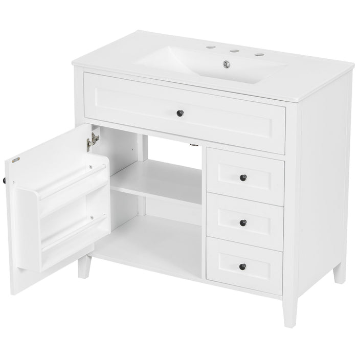 Bathroom Vanity With Sink, Cabinet With 3 Drawers And Adjustable Shelf