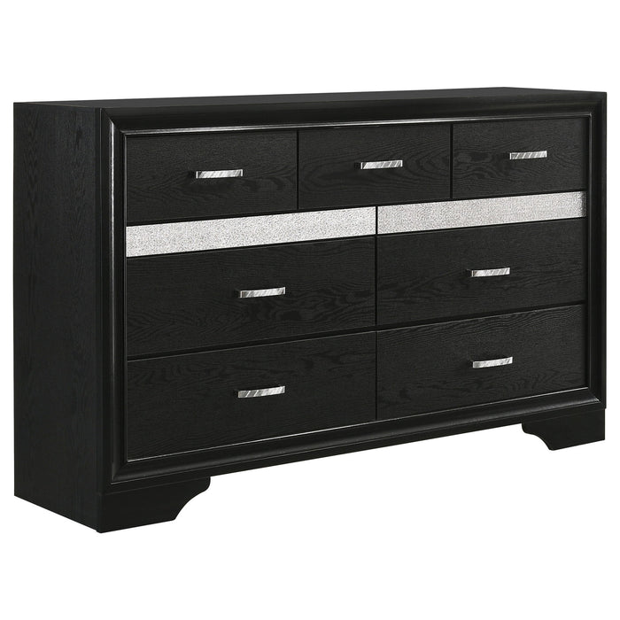 Modern Bedroom Set With Upholstered Headboard And Textured Storage
