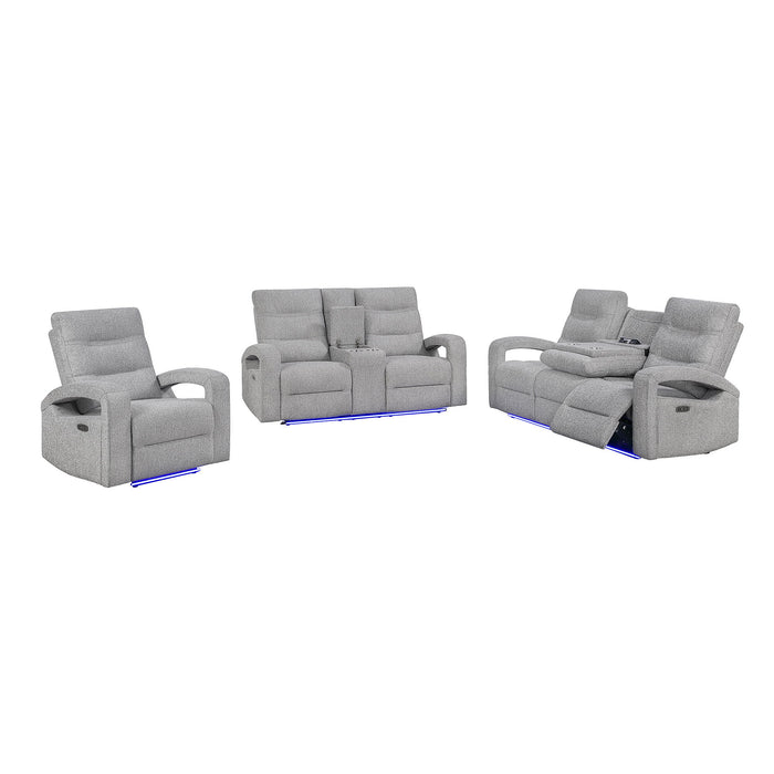 Isolde - Power Reclining Loveseat With LED Lighting - Gray