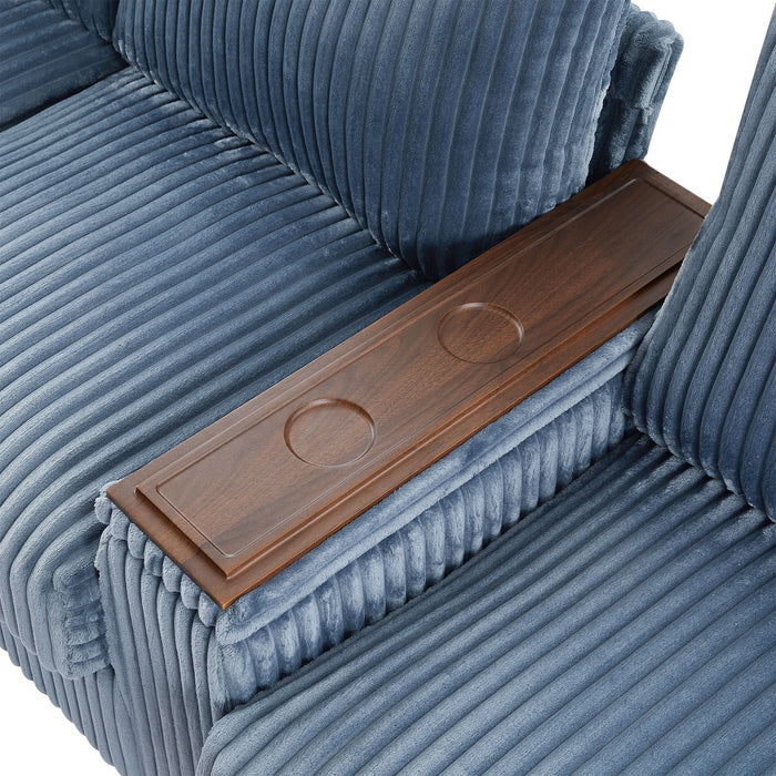 Modern 4 Seater Corduroy Sofa Couch With USB Ports And Hidden Storage