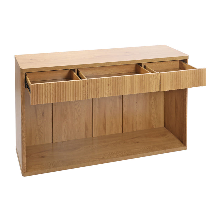 Fluted Console Table With 3 Drawers, Long Sofa Table Behind Couch For Living Room