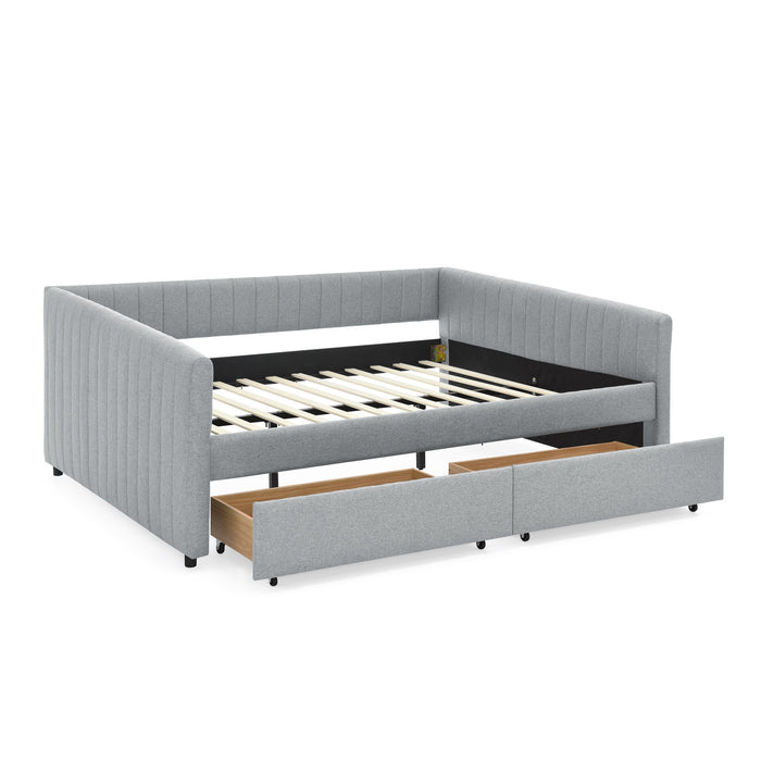 Upholstered Queen Daybed With 2 Drawers