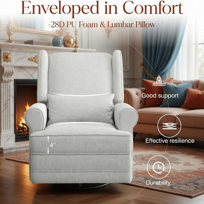 Extra Wide Swivel Recliner Glider Chair With Footrest