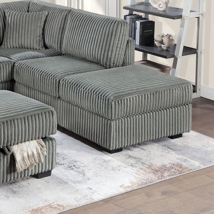 3 Piece Sectional Sofa With Reversible Chaise And USB Storage Ottoman
