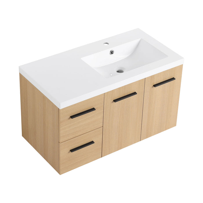 Wall Mounted Floating Bathroom Vanity With Sink, Door & Drawers Modular Cabinet