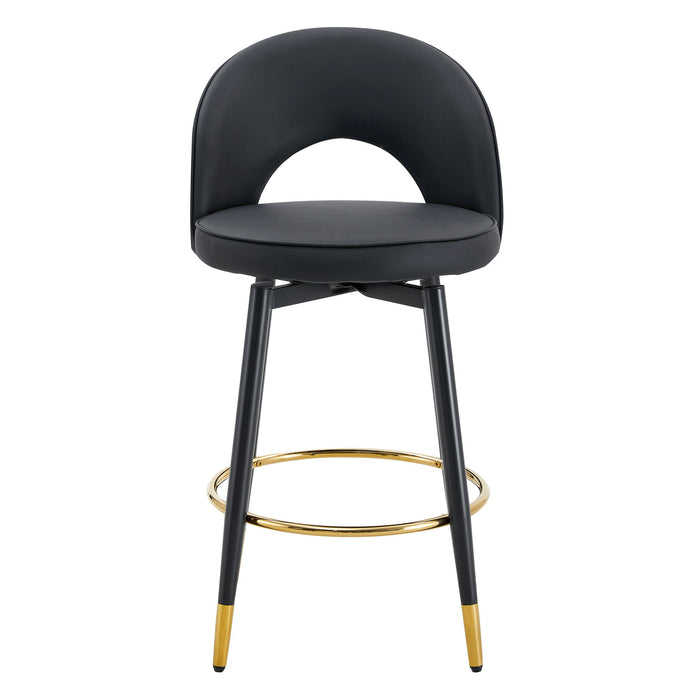 Modern Upholstered 360° Rotatable Bar Chair With Metal Legs For Dining Room (Set of 2)