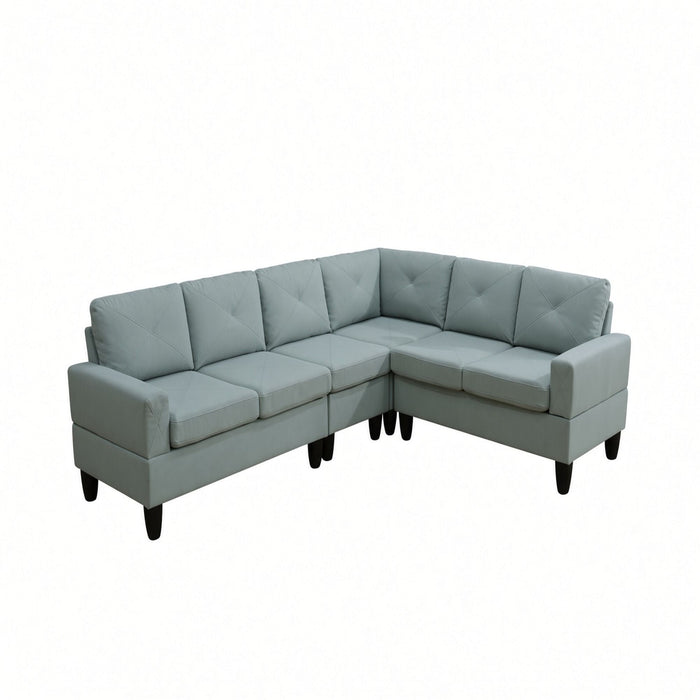 Modular L - Shaped Sectional Sofa 6 Seater 4 Piece, Couch With Chaise - Green